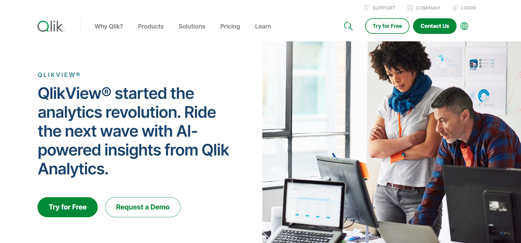 Qlik Sense hero section
