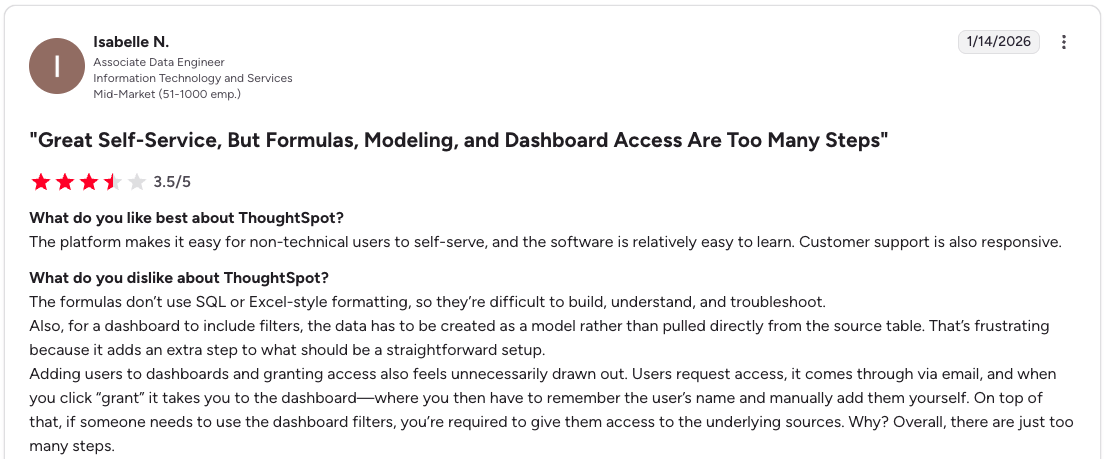 ThoughtSpot G2 review
