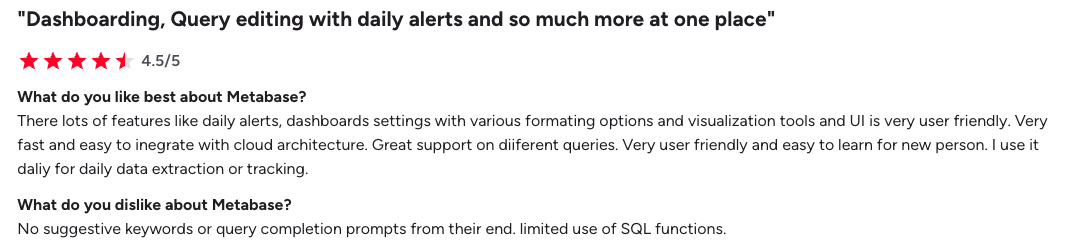 metabase review G2 2